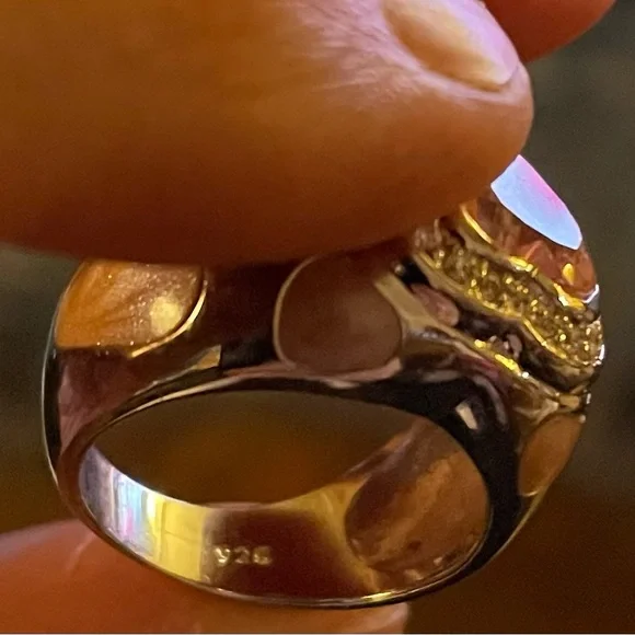 Sterling Silver Ring with Pink Enamel Hearts and Faceted Pink Heart Stones Sz 5 - Picture 10 of 10